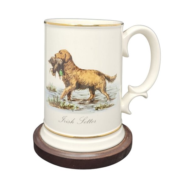 SWANK Other - Swank Tankard Stein Mug on Wooden Stand Dog Irish Setter VTG MCM
